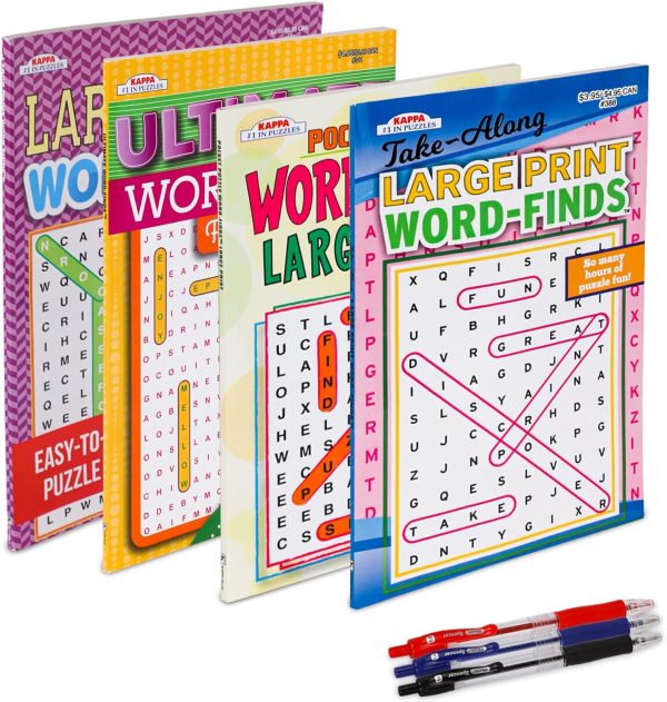 4 Crossword Puzzle Books Bundle with 350+ Puzzles for Adults and Seniors, Brain Teasers Large Print (Bulk Variety Pack), Paperback - Bulk & Digist